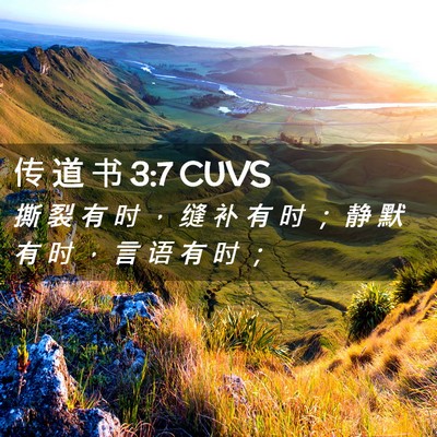 Picture 02 - 传 道 书 3:7 CUVS - 撕 裂 有 时 ， 缝 补 有 时 ； 静 默 - Bible Verse Picture