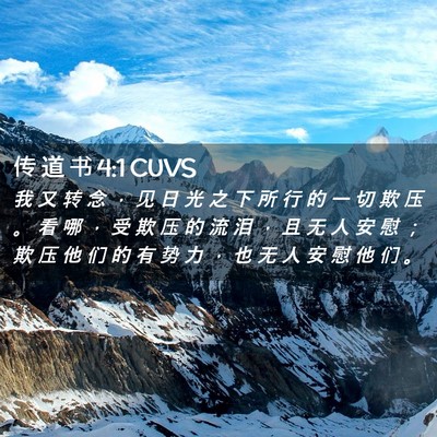 Picture 02 - 传 道 书 4:1 CUVS - 我 又 转 念 ， 见 日 光 之 下 所 行 - Bible Verse Picture