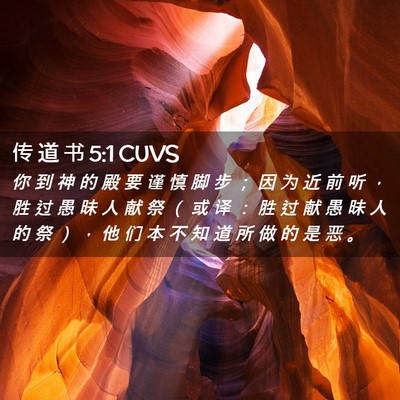 Picture 02 - 传 道 书 5:1 CUVS - 你 到 神 的 殿 要 谨 慎 脚 步 ； 因 - Bible Verse Picture
