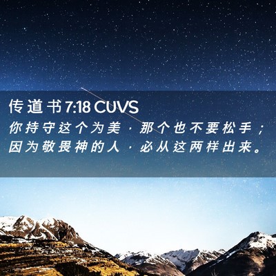Picture 02 - 传 道 书 7:18 CUVS - 你 持 守 这 个 为 美 ， 那 个 也 不 - Bible Verse Picture