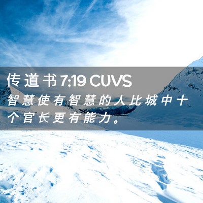 Picture 02 - 传 道 书 7:19 CUVS - 智 慧 使 有 智 慧 的 人 比 城 中 十 - Bible Verse Picture