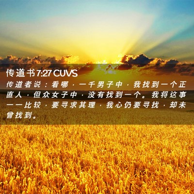 Picture 02 - 传 道 书 7:27 CUVS - 传 道 者 说 ： 看 哪 ， 一 千 男 子 - Bible Verse Picture