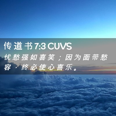 Picture 02 - 传 道 书 7:3 CUVS - 忧 愁 强 如 喜 笑 ； 因 为 面 带 愁 - Bible Verse Picture