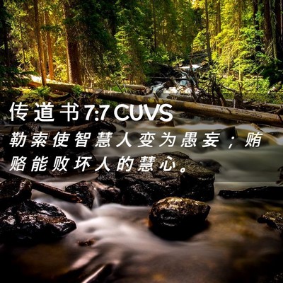 Picture 02 - 传 道 书 7:7 CUVS - 勒 索 使 智 慧 人 变 为 愚 妄 ； 贿 - Bible Verse Picture