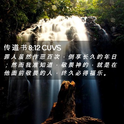 Picture 02 - 传 道 书 8:12 CUVS - 罪 人 虽 然 作 恶 百 次 ， 倒 享 长 - Bible Verse Picture
