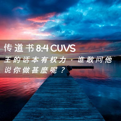 Picture 02 - 传 道 书 8:4 CUVS - 王 的 话 本 有 权 力 ， 谁 敢 问 他 - Bible Verse Picture