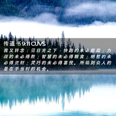 Picture 02 - 传 道 书 9:11 CUVS - 我 又 转 念 ： 见 日 光 之 下 ， 快 - Bible Verse Picture