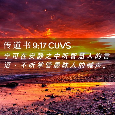 Picture 02 - 传 道 书 9:17 CUVS - 宁 可 在 安 静 之 中 听 智 慧 人 的 - Bible Verse Picture