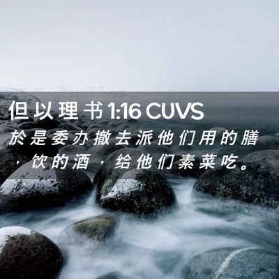 Picture 02 - 但 以 理 书 1:16 CUVS - 於 是 委 办 撤 去 派 他 们 用 的 膳 - Bible Verse Picture