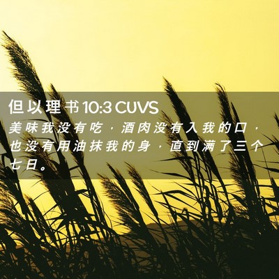 Picture 02 - 但 以 理 书 10:3 CUVS - 美 味 我 没 有 吃 ， 酒 肉 没 有 入 - Bible Verse Picture
