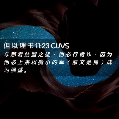 Picture 02 - 但 以 理 书 11:23 CUVS - 与 那 君 结 盟 之 後 ， 他 必 行 诡 - Bible Verse Picture