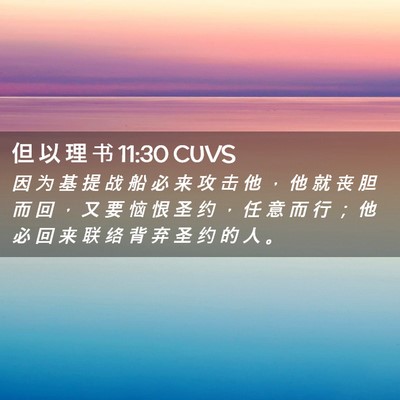 Picture 02 - 但 以 理 书 11:30 CUVS - 因 为 基 提 战 船 必 来 攻 击 他 ， - Bible Verse Picture