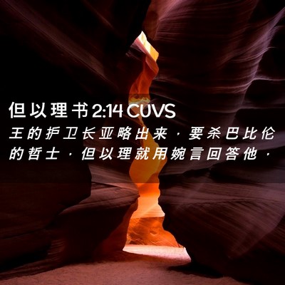 Picture 02 - 但 以 理 书 2:14 CUVS - 王 的 护 卫 长 亚 略 出 来 ， 要 杀 - Bible Verse Picture