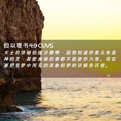 Picture 02 - 但 以 理 书 4:9 CUVS - 术 士 的 领 袖 伯 提 沙 撒 啊 ， 因 - Bible Verse Picture
