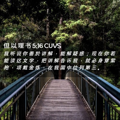 Picture 02 - 但 以 理 书 5:16 CUVS - 我 听 说 你 善 於 讲 解 ， 能 解 疑 - Bible Verse Picture