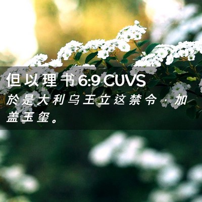 Picture 02 - 但 以 理 书 6:9 CUVS - 於 是 大 利 乌 王 立 这 禁 令 ， 加 - Bible Verse Picture