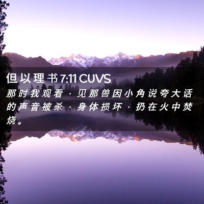 Picture 02 - 但 以 理 书 7:11 CUVS - 那 时 我 观 看 ， 见 那 兽 因 小 角 - Bible Verse Picture
