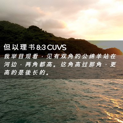 Picture 02 - 但 以 理 书 8:3 CUVS - 我 举 目 观 看 ， 见 有 双 角 的 公 - Bible Verse Picture