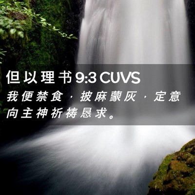 Picture 02 - 但 以 理 书 9:3 CUVS - 我 便 禁 食 ， 披 麻 蒙 灰 ， 定 意 - Bible Verse Picture