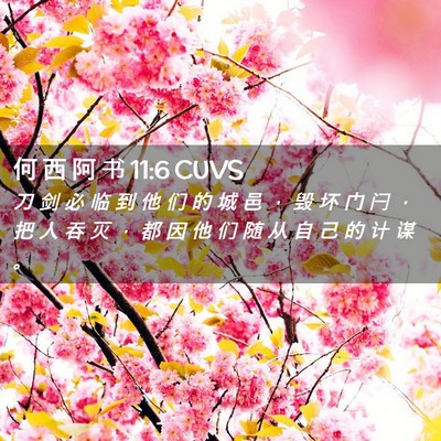 Picture 02 - 何 西 阿 书 11:6 CUVS - 刀 剑 必 临 到 他 们 的 城 邑 ， 毁 - Bible Verse Picture