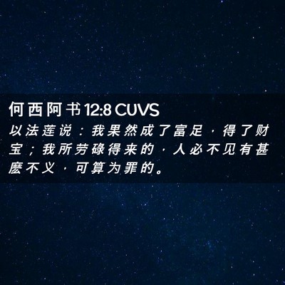 Picture 02 - 何 西 阿 书 12:8 CUVS - 以 法 莲 说 ： 我 果 然 成 了 富 足 - Bible Verse Picture