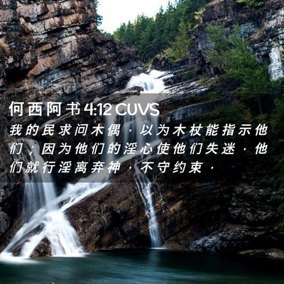Picture 02 - 何 西 阿 书 4:12 CUVS - 我 的 民 求 问 木 偶 ， 以 为 木 杖 - Bible Verse Picture