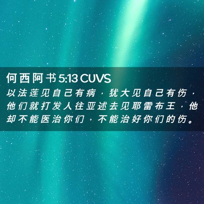 Picture 02 - 何 西 阿 书 5:13 CUVS - 以 法 莲 见 自 己 有 病 ， 犹 大 见 - Bible Verse Picture