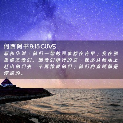 Picture 02 - 何 西 阿 书 9:15 CUVS - 耶 和 华 说 ： 他 们 一 切 的 恶 事 - Bible Verse Picture
