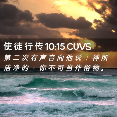 Picture 02 - 使 徒 行 传 10:15 CUVS - 第 二 次 有 声 音 向 他 说 ： 神 所 - Bible Verse Picture