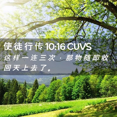 Picture 02 - 使 徒 行 传 10:16 CUVS - 这 样 一 连 三 次 ， 那 物 随 即 收 - Bible Verse Picture
