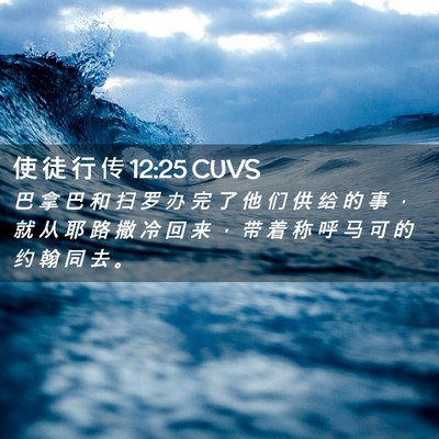 Picture 02 - 使 徒 行 传 12:25 CUVS - 巴 拿 巴 和 扫 罗 办 完 了 他 们 供 - Bible Verse Picture