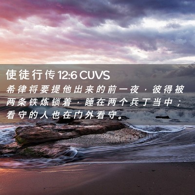 Picture 02 - 使 徒 行 传 12:6 CUVS - 希 律 将 要 提 他 出 来 的 前 一 夜 - Bible Verse Picture
