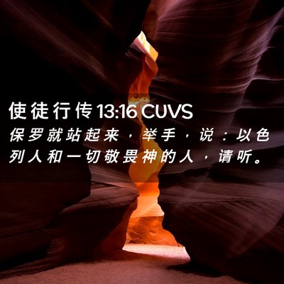 Picture 02 - 使 徒 行 传 13:16 CUVS - 保 罗 就 站 起 来 ， 举 手 ， 说 ： - Bible Verse Picture