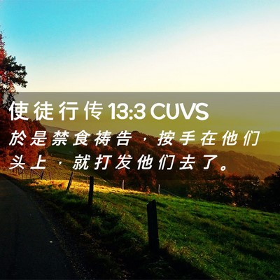 Picture 02 - 使 徒 行 传 13:3 CUVS - 於 是 禁 食 祷 告 ， 按 手 在 他 们 - Bible Verse Picture