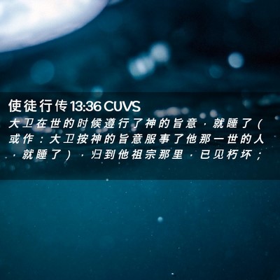 Picture 02 - 使 徒 行 传 13:36 CUVS - 大 卫 在 世 的 时 候 遵 行 了 神 的 - Bible Verse Picture