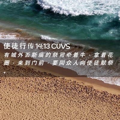 Picture 02 - 使 徒 行 传 14:13 CUVS - 有 城 外 丢 斯 庙 的 祭 司 牵 着 牛 - Bible Verse Picture