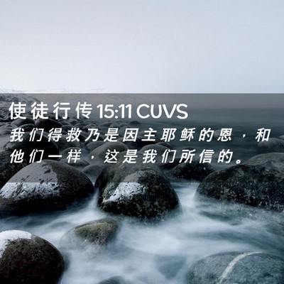 Picture 02 - 使 徒 行 传 15:11 CUVS - 我 们 得 救 乃 是 因 主 耶 稣 的 恩 - Bible Verse Picture