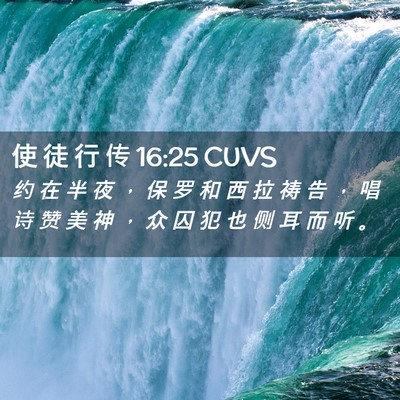 Picture 02 - 使 徒 行 传 16:25 CUVS - 约 在 半 夜 ， 保 罗 和 西 拉 祷 告 - Bible Verse Picture