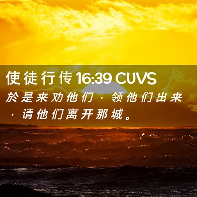 Picture 02 - 使 徒 行 传 16:39 CUVS - 於 是 来 劝 他 们 ， 领 他 们 出 来 - Bible Verse Picture