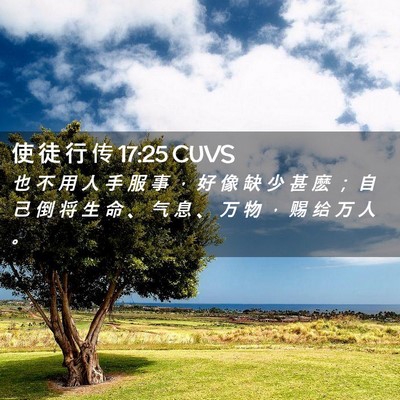 Picture 02 - 使 徒 行 传 17:25 CUVS - 也 不 用 人 手 服 事 ， 好 像 缺 少 - Bible Verse Picture