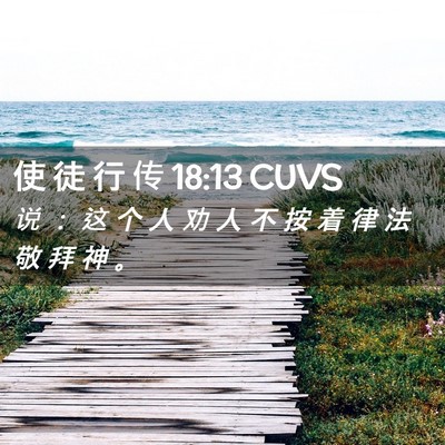 Picture 02 - 使 徒 行 传 18:13 CUVS - 说 ： 这 个 人 劝 人 不 按 着 律 法 - Bible Verse Picture