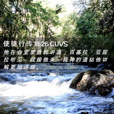 Picture 02 - 使 徒 行 传 18:26 CUVS - 他 在 会 堂 里 放 胆 讲 道 ； 百 基 - Bible Verse Picture