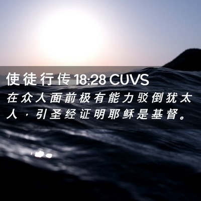 Picture 02 - 使 徒 行 传 18:28 CUVS - 在 众 人 面 前 极 有 能 力 驳 倒 犹 - Bible Verse Picture