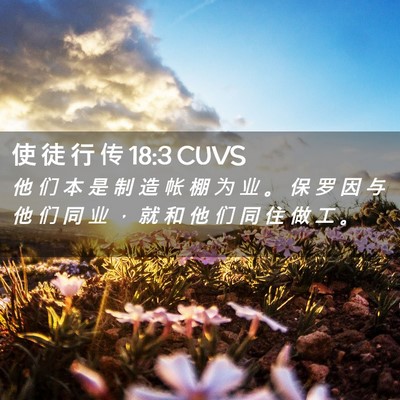 Picture 02 - 使 徒 行 传 18:3 CUVS - 他 们 本 是 制 造 帐 棚 为 业 。 保 - Bible Verse Picture