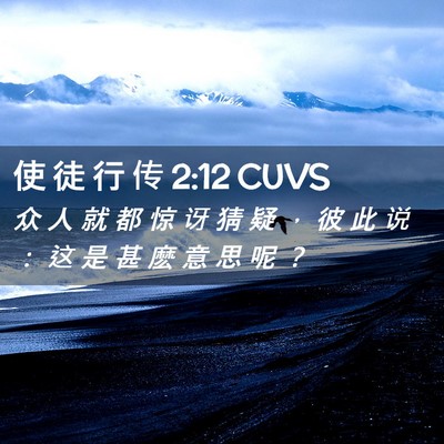 Picture 02 - 使 徒 行 传 2:12 CUVS - 众 人 就 都 惊 讶 猜 疑 ， 彼 此 说 - Bible Verse Picture