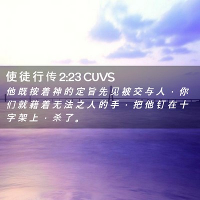 Picture 02 - 使 徒 行 传 2:23 CUVS - 他 既 按 着 神 的 定 旨 先 见 被 交 - Bible Verse Picture
