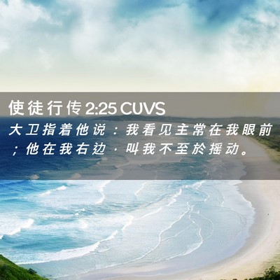 Picture 02 - 使 徒 行 传 2:25 CUVS - 大 卫 指 着 他 说 ： 我 看 见 主 常 - Bible Verse Picture