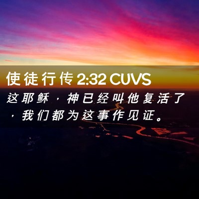 Picture 02 - 使 徒 行 传 2:32 CUVS - 这 耶 稣 ， 神 已 经 叫 他 复 活 了 - Bible Verse Picture