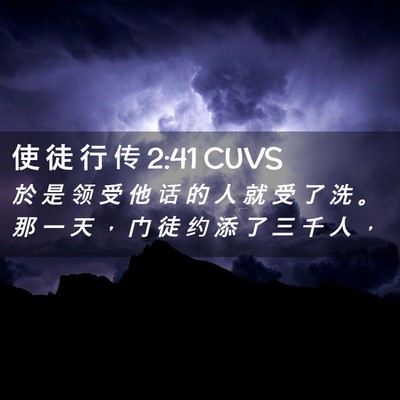 Picture 02 - 使 徒 行 传 2:41 CUVS - 於 是 领 受 他 话 的 人 就 受 了 洗 - Bible Verse Picture