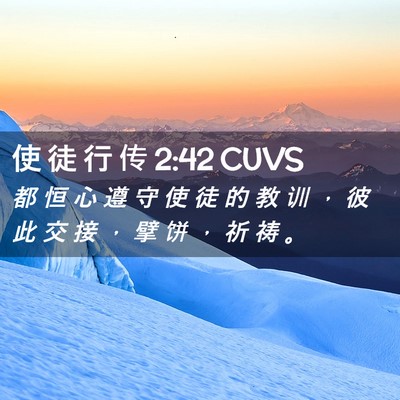 Picture 02 - 使 徒 行 传 2:42 CUVS - 都 恒 心 遵 守 使 徒 的 教 训 ， 彼 - Bible Verse Picture